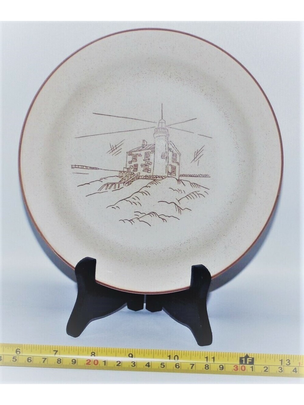 COLLECTION MANOIR Lighthouse Scene Stoneware Salad Plate*VTG 1980s*Shell Canada
